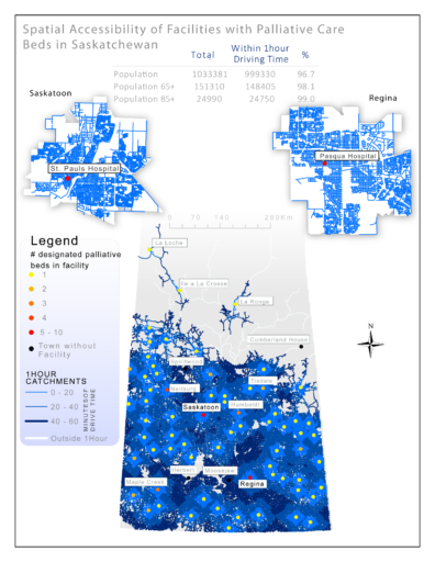 map showing the pattern of service provision is related to the topography of the prairies, as well to the support for small rural hospitals