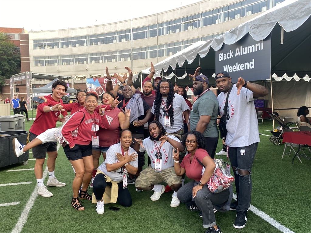 A group photo of Coug fans celebrating Black Alumni Weekend.