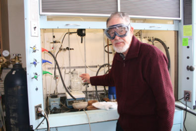 Matteson at his lab bench. (Photo by Carolyn Joswig-Jones)