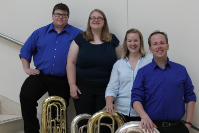 In Motus Quartet, from left, Albert and Sarah Miller, euphoniums, and Genevieve Clarkson and Chris Dickey, tubas