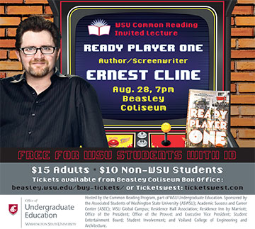 Flyer for Ready Player One author Ernest Cline