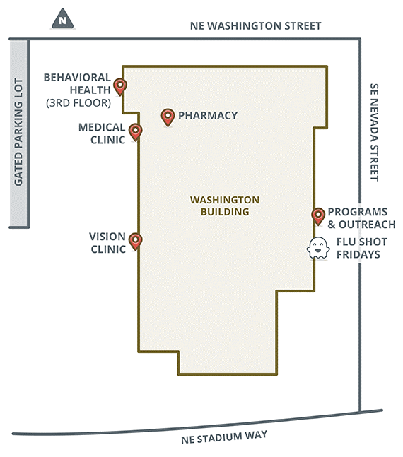 Map of Health and Wellness Services building