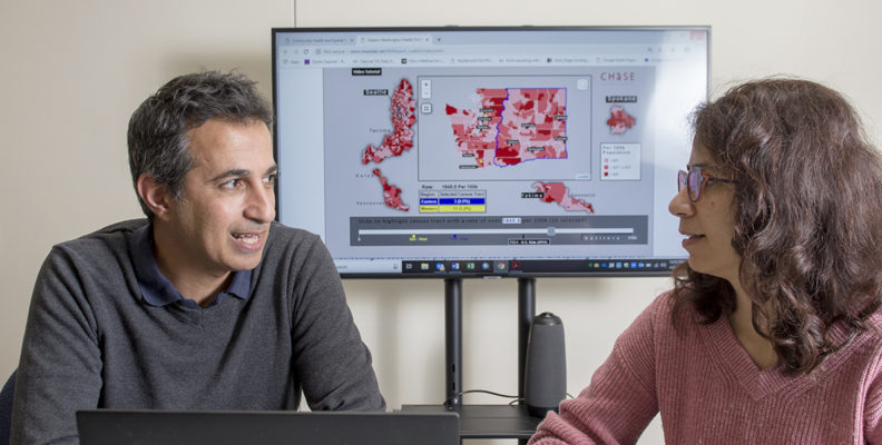 Researchers Ofer Amram and Solmaz Amiri conduct research related to spatial epidemiology.