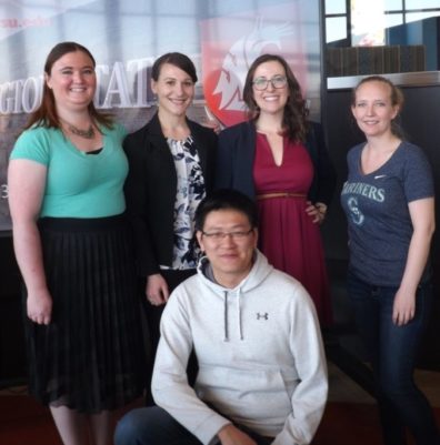 Courtney Bagdon, Wendy Koslicki, Amber Morczek, Kylee Runyan, & Xiaohan Mei smile for the photographer.