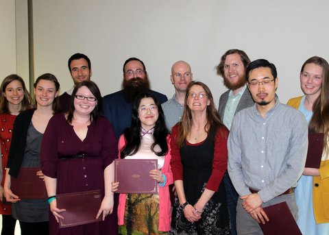 Graduate students pose with Dr. Jennifer Schwartz (center), who received the Louis Gray Graduate Student Advocate Award.