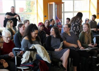 A photo depicting part of the enthusiastic crowd attending the student recognition event.