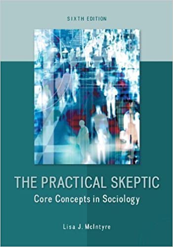 A teal colored textbook called, "The Practical Skeptic: Core Concepts in Sociology, Sixth Edition" by Lisa J. McIntyre.