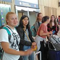 Students at the airport.