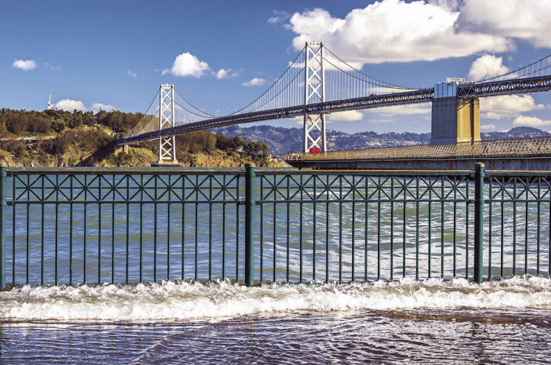 In San Francisco’s Embarcadero district, king tides caused flooding between Mission and Howard Street last winter.