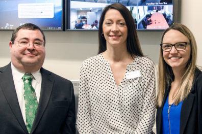 Robert Playo, left, with Clinical Assistant Professor Dana Dermody, center, and Megan Weese, right