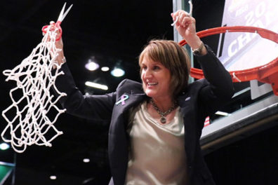 Kamie Ethridge cuts down net at championship