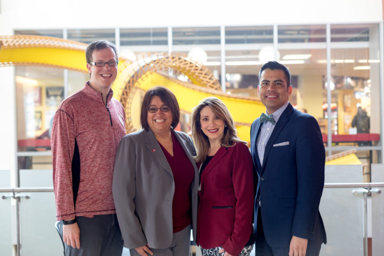 Matthew Jeffries, Mary Jo Gonzales, Marcela Pattinson and Rudy Trejo standing together.