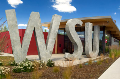 An exterior view of the Brelsford WSU Visitor Center on the Pullman campus.