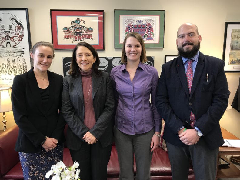 From left: Ashley Railey, Senator Maria Cantwell, Allison Kolbe, and Nick Pokorzynski