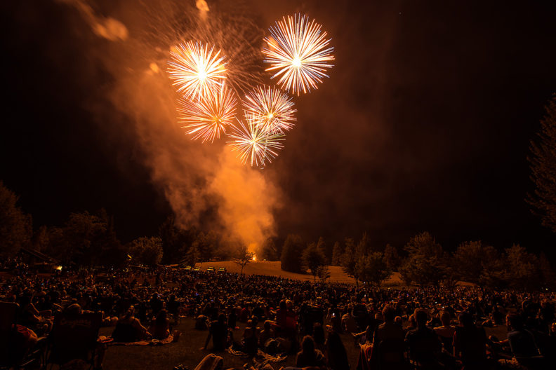 Fireworks in sky.