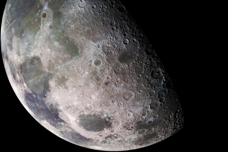 View of the moon in outer space.