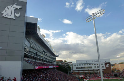 Fans pack Martin Stadium to watch a Cougar football game.