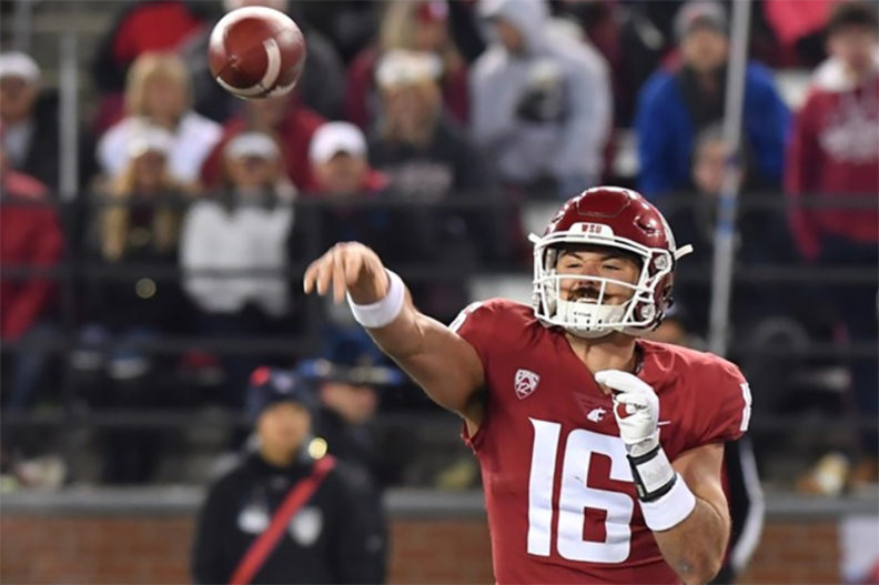 Minshew throwing the football during game against Arizona.