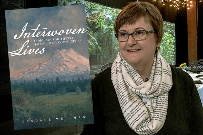 Author Candace Wellman and 'Interwoven Lives' book cover.