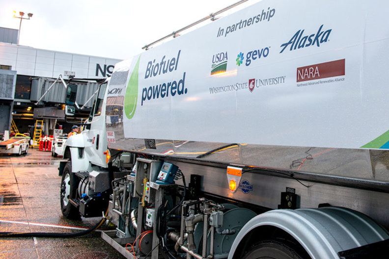 A fuel tanker containing alternative jet fuel.