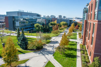 Arial view of Health Sciences Spokane campus.