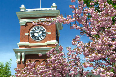 Exterior view of Bryan Clock Tower.