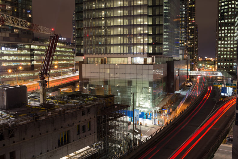 Aerial view of metropolitan city at night