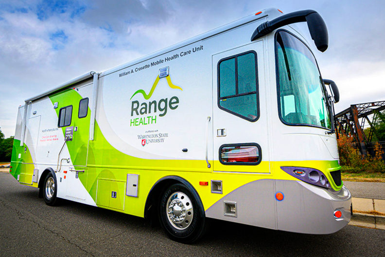 Closeup of the William A. Crosetto Mobile Health Care Unit.