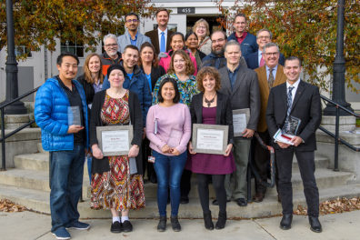 Group photo of Research Week award winners.