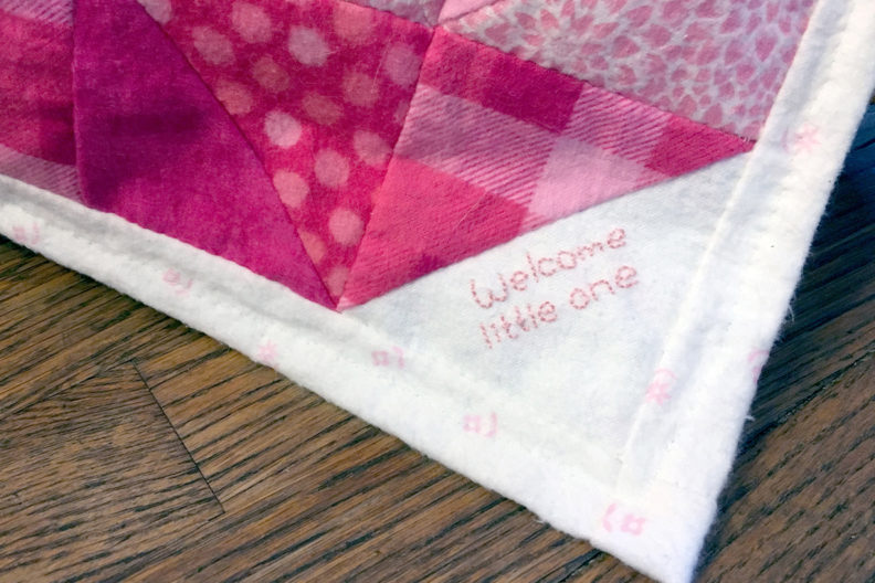 A closeup of a baby blanket