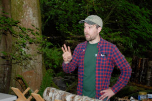 Forestry expert Patrick Shults leads an outdoor workshop.