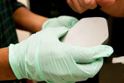 A sample crystal of cadmium telluride material