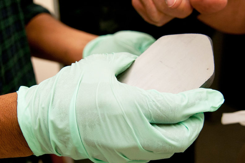 A sample crystal of cadmium telluride material