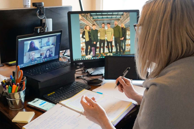 Rebecca Cooney working at a computer