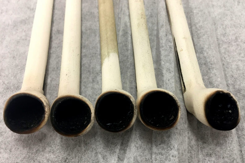 A row of pipes being used in a study.