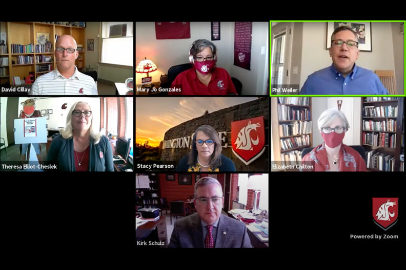 WSU administrators participating in a virtual town hall on August 19, 2020.
