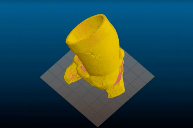 Digital rendering of a 3D printed aortic root model.