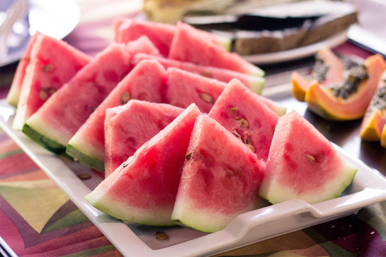 Watermelon slices on a plate.