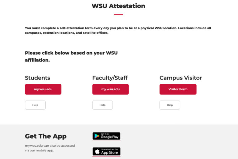 A preview of the WSU Attestation website.