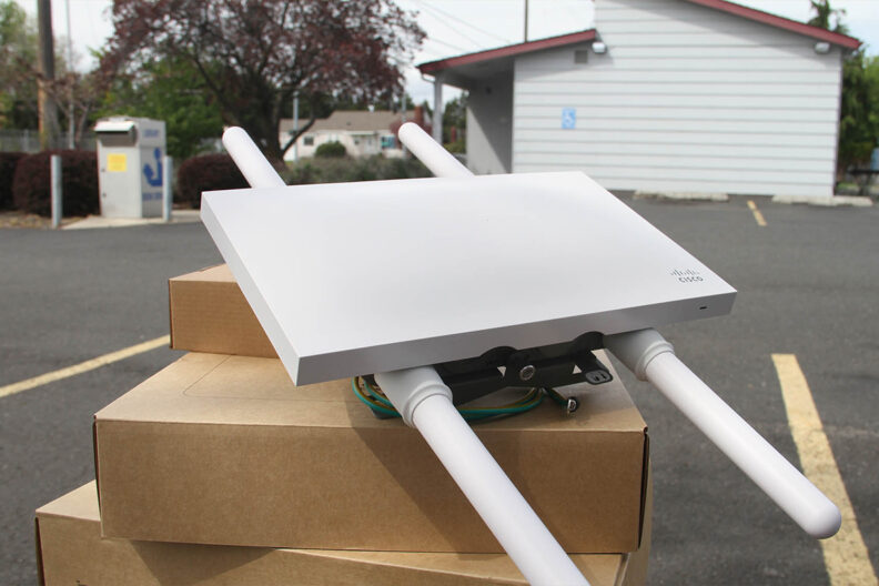 Closeup of a high-speed broadband router