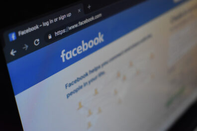 A computer screen displaying Facebook's login page.
