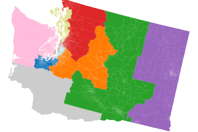 Animated map of Washington that illustrates changing districts.