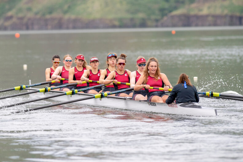 WSU Cougars women's rowing team competing on the Snake River.