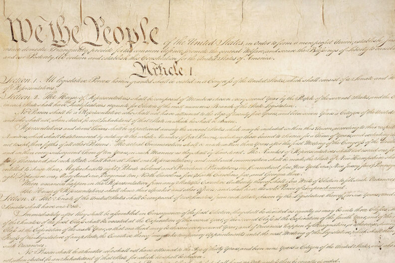 Closeup of the U.S. constitution