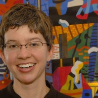 A closeup of Julie Kmec