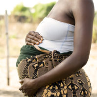 A closeup of a pregnant woman