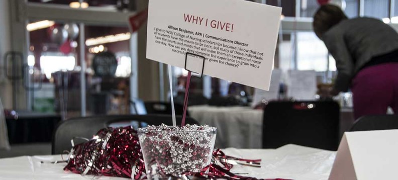 Photo of table decoration from faculty and staff giving campaign