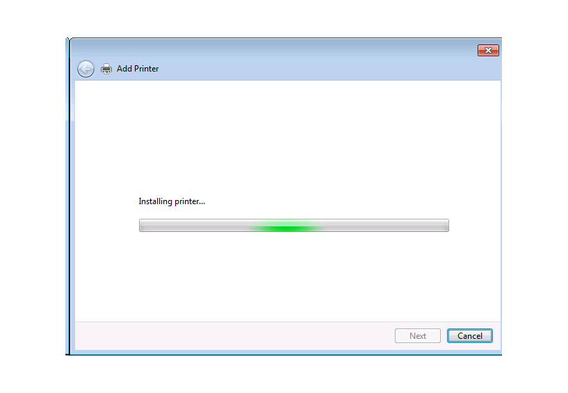 Windows creates the printer.