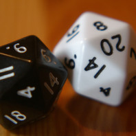 20 sided dice rolling.