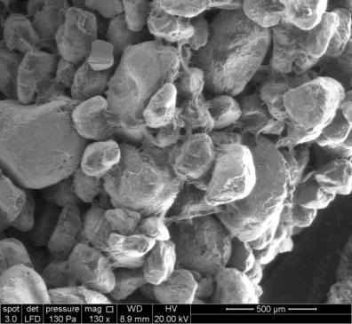 Soil particles through microscope